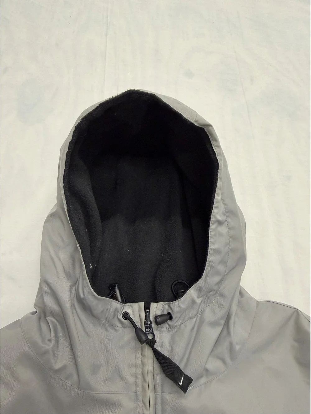 Nike Gray Hooded Windbreaker Jacket with Black Stripe
